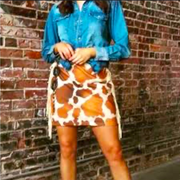 Big Country's Western Wear LSB Cow Print Fringed Size 2X New with tag - Picture 1 of 4